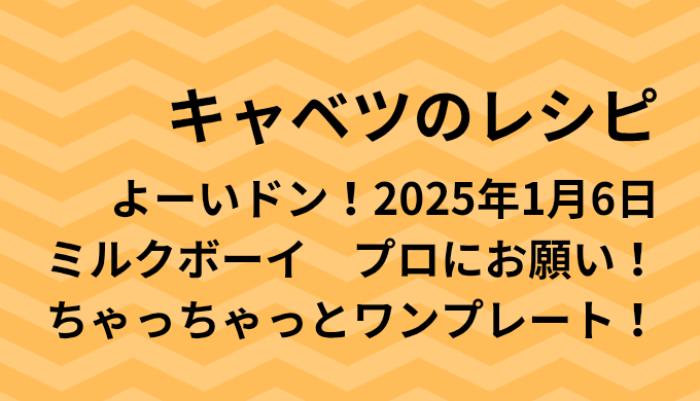 よーいドン！キャベツのワンプレートレシピ