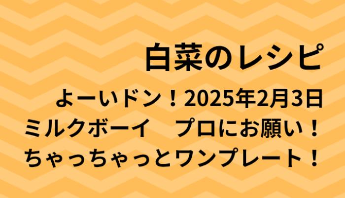 よーいドン！白菜のワンプレートレシピ