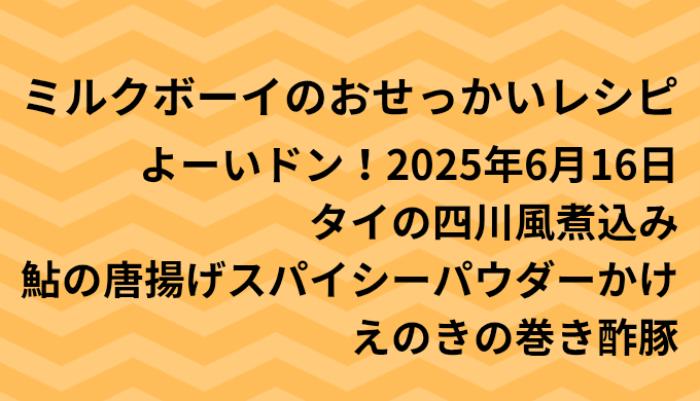 よーいドン！ミルクボーイのおせっかいごはん2025年6月16日