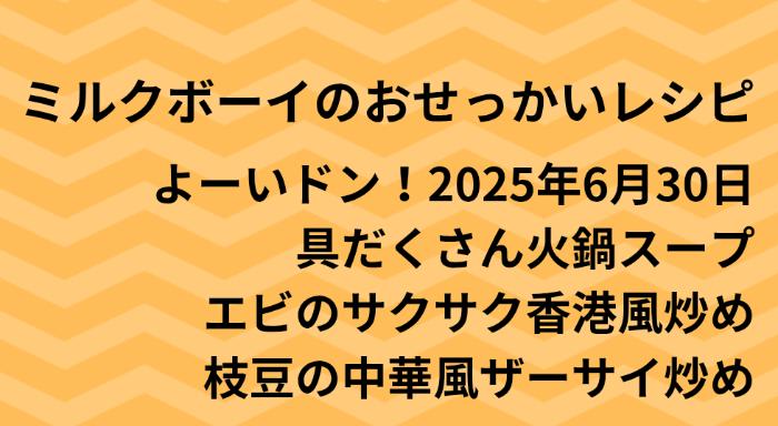 よーいドン！ミルクボーイのおせっかいごはん2025年6月30日