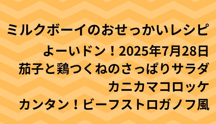 よーいドン！ミルクボーイのおせっかいごはん2025年7月28日